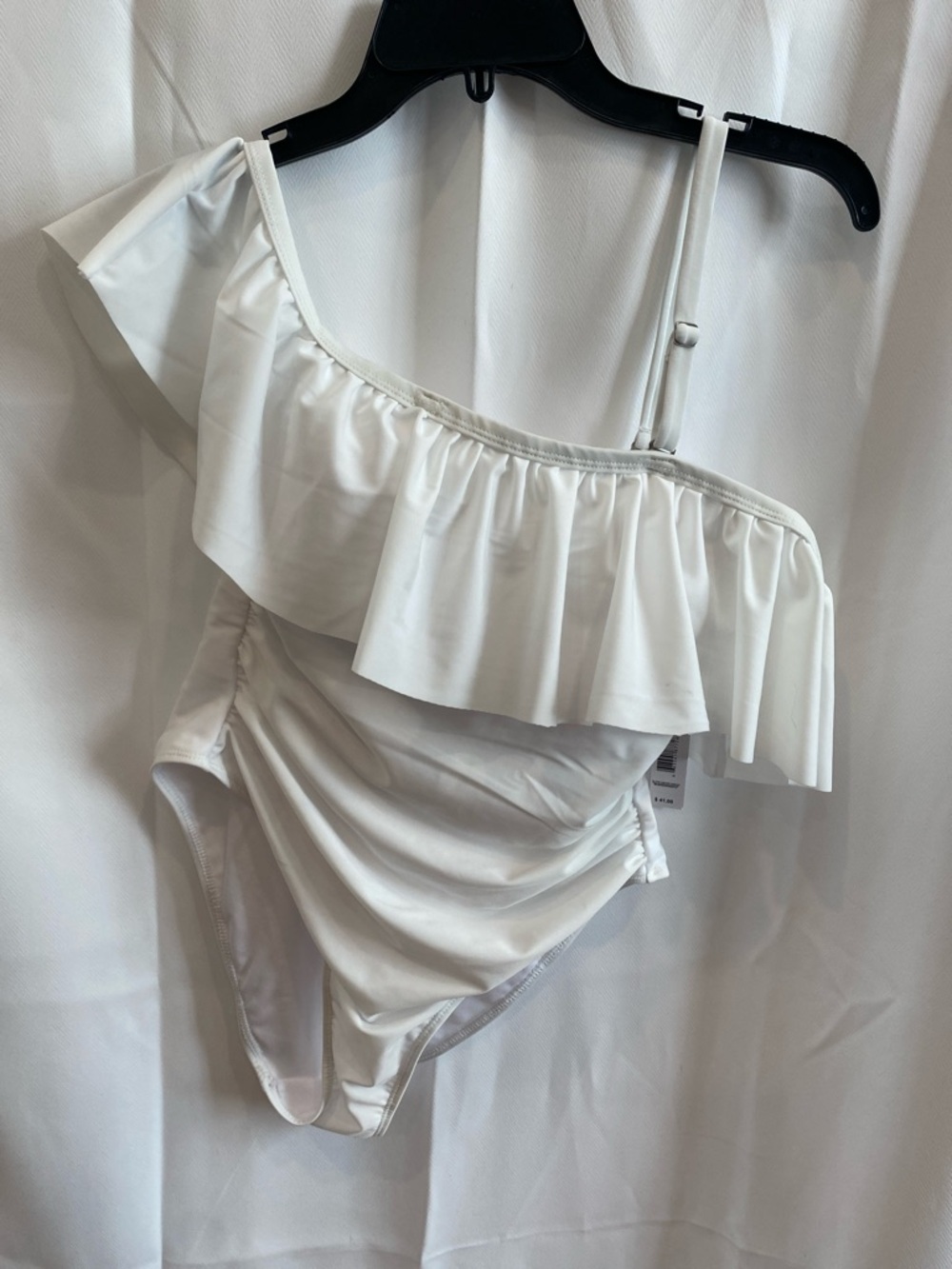 Tahari White One-Shoulder Ruffle One-Piece Swimsuit NWT